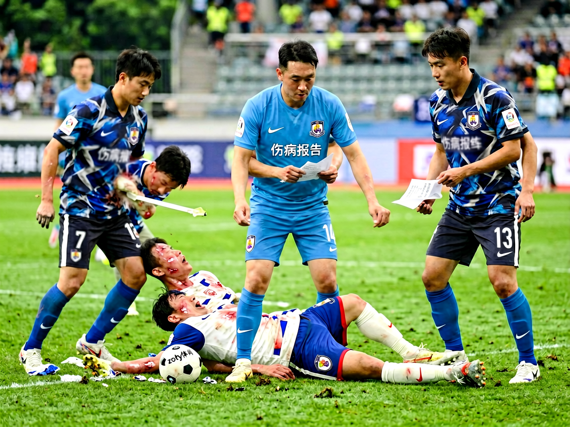球员受伤离场，队医进场处理伤情